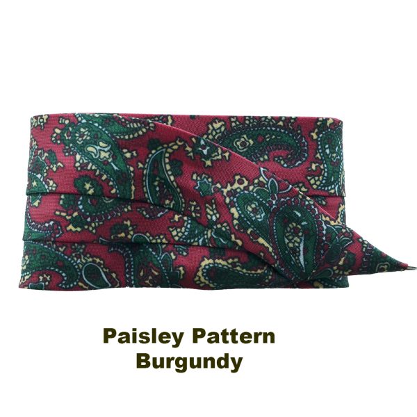 Burgundy 3 pleat paisley hat band in polyester material