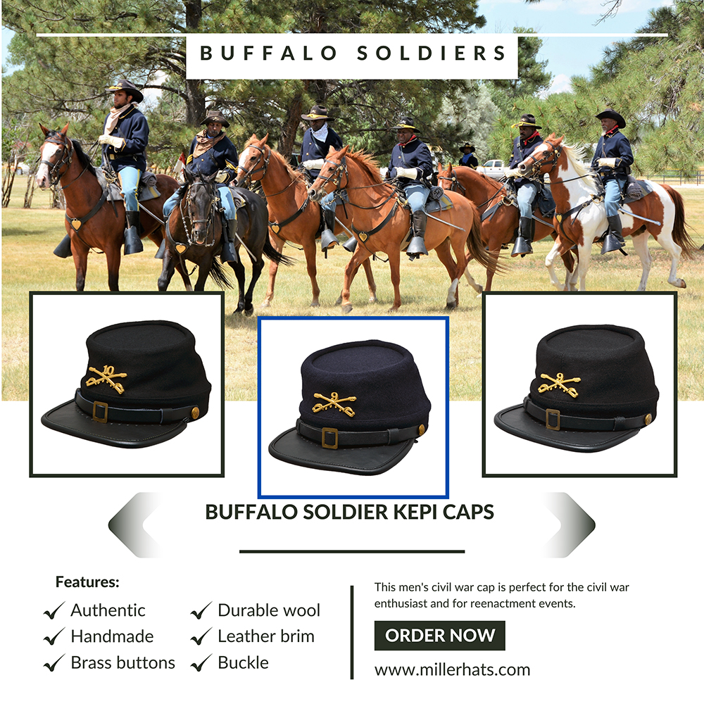 Buffalo soldier kepi cap in union navy blue style 1779