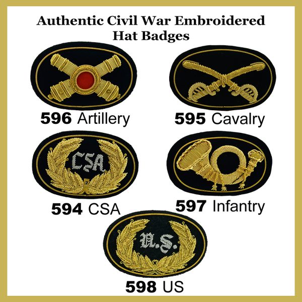 Civil war Embroidered Hat Badges in large for Civil war Hats
