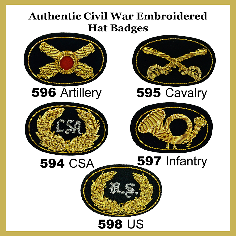 Civil war Embroidered Hat Badges in large for Civil war Hats