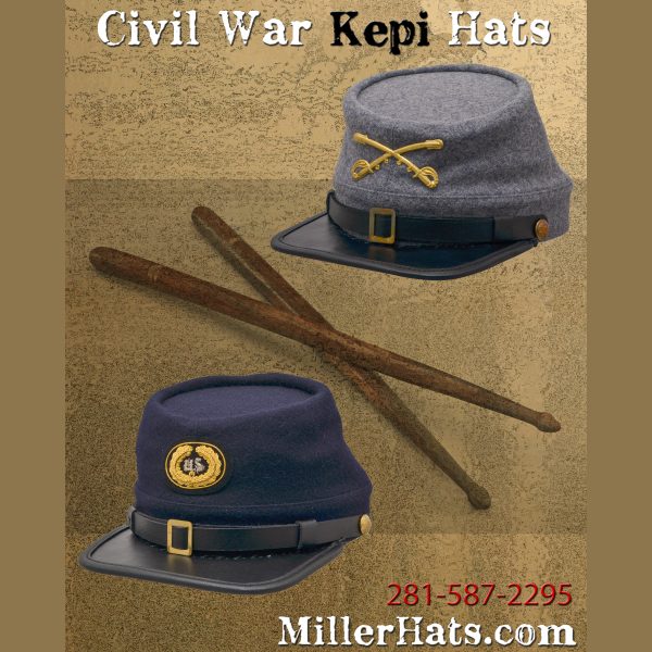 Civil War Kepi Caps in confederate & union colors