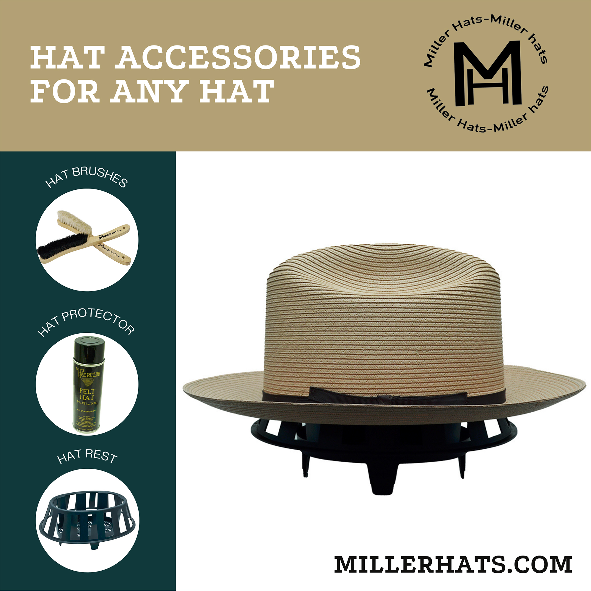 Black plastic hat rest for your cowboy hats and fedora