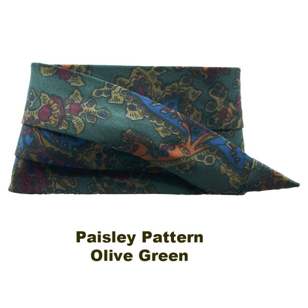 Olive green 3 pleat paisley hat band in polyester material