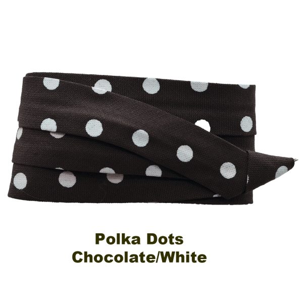 Chocolate 3 pleat polka dot hat band in cotton material