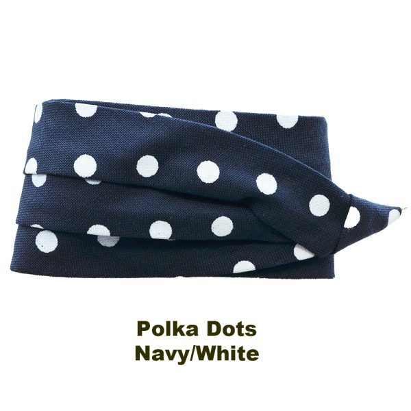 Navy 3 pleat polka dot hat band in cotton material