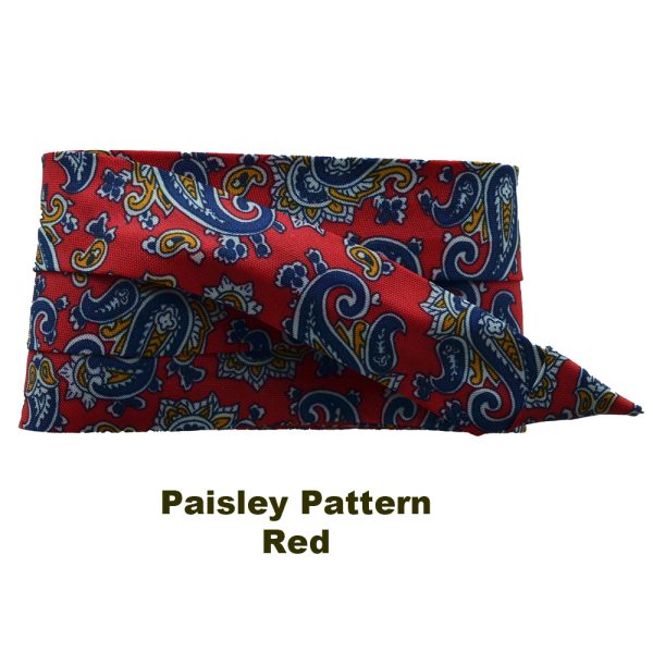 Red 3 pleat paisley hat band in polyester material